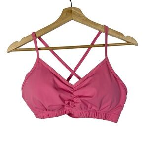 Handful Pink Cross Back Medium Support Athletic Sports Bra M